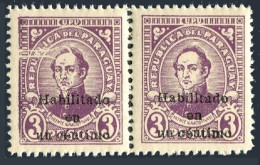 Paraguay 403 Pair With Printing Error,MNH.Mi 549. Ignacio Iturbe,surcharged,1944 - Paraguay