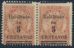 Paraguay 138 Pair,mint No Gum.Michel 142. Sentinel Lion At Rest,surcharged,1908. - Paraguay