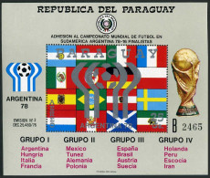 Paraguay C460, MNH. Mi 3049 Bl.320. Soccer Cup Argentina-1978. Flags Of Nations. - Paraguay