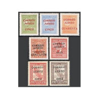 Paraguay C29-C35,MNH.Michel 327-333. Air Post 1930.Overprinted In Black Or Red. - Paraguay