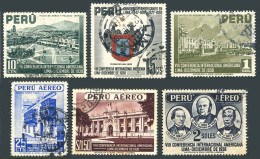 Peru 385-387, C62-C64, Used. Pan-American Conference, 1938. Palace Square, Arms, - Peru