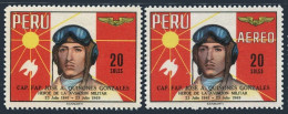 Peru 518,C243,MNH. Mi 728-729. Capt.Jose Quinones Gonzales,military Aviator,1969 - Peru