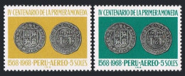 Peru C234-C235 Blocks/4, MNH. Mi 714-715. 1st Peruvian Coinage, 400th Ann.1969.  - Pérou