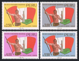 Peru 513-516 Blocks/4, MNH. Mi 716-719. Brea Parinas Oilfields,Flag,Worker.1969. - Peru