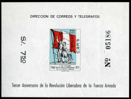 Peru C328 Sheet,MNH. Mi Bl.9. Revolution Of The Armed Forces, 3rd Ann.1971.Flag. - Pérou