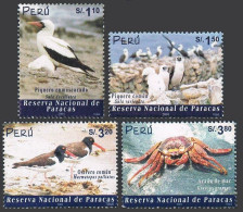 Peru 1324-1327, MNH. Parasas National Reserve, 2002. Birds, Crab. - Perú