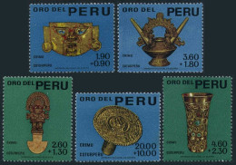 Peru B1-B5,MNH.Mi 669-673. Gold Objects, 12-13th Centuries Chimu Culture, 1966. - Peru