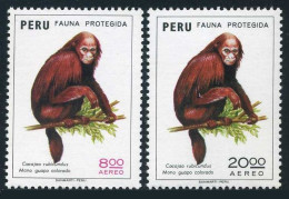 Peru C411-C412, MNH. Mi 976-977. Protected Animals: Cacajao Rubicundus. 1974. - Pérou