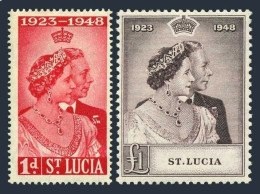 St Lucia 129-130, Hinged. Mi 118-119. Silver Wedding, 1948. George VI,Elizabeth. - St.Lucia (1979-...)