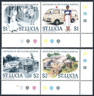 St Lucia 894-895 Ab Pairs, MNH. Mi 899-902. Victoria Hospital, Centenary, 1987. - St.Lucia (1979-...)