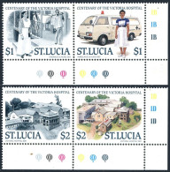 St Lucia 894-895 Ab Pairs, MNH. Mi 899-902. Victoria Hospital, Centenary, 1987. - St.Lucie (1979-...)