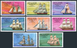 St Lucia 379-386,386a,hinged.Mi 372-379,Bl.8. USA-200, 1976. Revolutionary Ships - St.Lucia (1979-...)