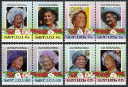 St Lucia 782-78,786,MNH.Mi 783-790,Bl.40. Queen Mother Elizabeth Jubilee,1985. - St.Lucia (1979-...)