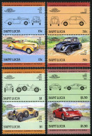 St Lucia 739-742 Ab Pairs, MNH. Michel 740-747. Automobiles 1985, Set 3. - St.Lucie (1979-...)