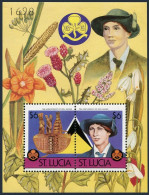 St Lucia 824 Var With Decorative Border,MNH. Scouting 1986.Birds,Flowers. - St.Lucie (1979-...)