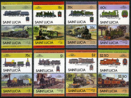 St Lucia 711-718 Ab Pairs,MNH.Michel 712-727. Locomotives 1985,set 3. - St.Lucia (1979-...)