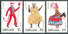 St Lucia 803-805,806,MNH.Ni 810-812,Bl.44. Christmas 1985.Masquerade Figures,Art - St.Lucia (1979-...)