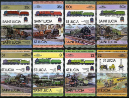 St Lucia 617-624 Ab Pairs, MNH. Michel 612-627. Locomotives, Set 1, 1983. - St.Lucie (1979-...)