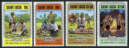 St Lucia 587-590,MNH.Michel 582-585. Scouting,75th Ann.1982.Map Reading,Aid, - St.Lucia (1979-...)