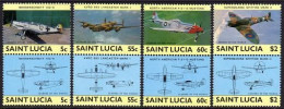 St Lucia 762-765 Ab Pairs, MNH. Michel 763-770. World War II Aircraft, 1985. - St.Lucia (1979-...)