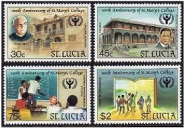 St Lucia 965-968, MNH. Mi 971-974. St Maty's College-100.ILY-1990. Father Tapon - St.Lucia (1979-...)