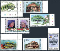 St Lucia 796-802,MNH.Michel 802-809. Caribbean Royal Visit 1985.Overprint. - St.Lucia (1979-...)