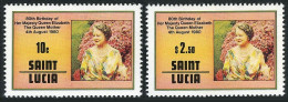 St Lucia 501-502, 503, MNH. Mi 499-500, Bl.23. Queen Mother 80th Birthday, 1980. - St.Lucie (1979-...)