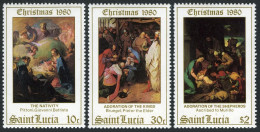 St Lucia 534-536 Gutter, 537, MNH. Mi 529-531, Bl.27. Battista, Bruegel, Murillo - St.Lucia (1979-...)