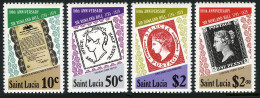 St Lucia 478-482, MNH. Mi 467-470,Bl.18. Sir Rowland Hill, 1979. Stamp On Stamp. - St.Lucie (1979-...)