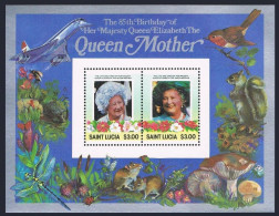 St Lucia 787-788,MNH.Michel 793-796 Bl.41-42. QE Mother Jubilee,1985.Wild Life. - St.Lucie (1979-...)