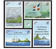 St.Lucia 942-945, MNH. Michel 952-955. PHILEXFRANCE-1989. Ship, Flags. - St.Lucie (1979-...)