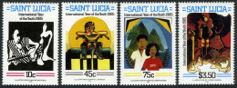 St Lucia 791-794,795,MNH.Mi 797-800,Bl.43. UN Youth Year IYY-1985.Illustrations. - St.Lucia (1979-...)