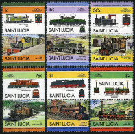 St Lucia 674-679 Ab Pairs, MNH. Michel 672-683. Locomotive, Set 2. 1984. - St.Lucia (1979-...)