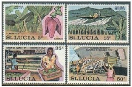 St Lucia 341-344, MNH. Michel 333-336. Banana Industry.1973. Flower, Ship, Plane - St.Lucie (1979-...)