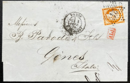 N°38 40c ORANGE CERES SUR LETTRE / ETOILE 24 PARIS POUR GENES ITALIE / 3 FEV 1874 / LSC - 1849-1876: Klassik