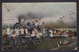 Italy - 1916 Novelty Good Luck PC Children On Train (faults) Mirano Venezia To Lucern - Sonstige & Ohne Zuordnung