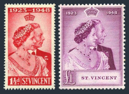 St Vincent 154-155, Hinged. Mi 136-137. Silver Wedding,1948.George VI,Elizabeth. - St.Vincent (1979-...)