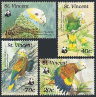 St Vincent 1184-1185-1187-1188, MNH. WWF 1989. Parrots. - St.Vincent (1979-...)