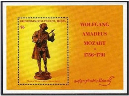 St Vincent Bequia 294,MNH. Wolfgang Amadeus Mozart,1991.Bronze By Adrien Gaudez. - St.Vincent (1979-...)