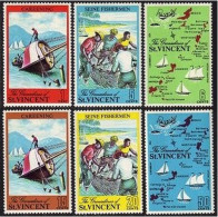 St Vincent 324-329, Lightly Hinged. Mi 303-308. Tourism 1971:Careening,Fishermen - St.Vincent (1979-...)