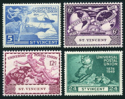 St Vincent 170-173, Hinged. Mi 157-160. UPU-75, 1949. Mercury, Communications - St.Vincent (1979-...)