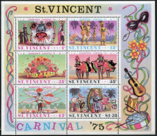 St Vincent 406a Sheet, MNH. Michel Bl.4. Kingstown Carnival,1975. Masks,dancers. - St.Vincent (1979-...)