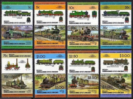 St Vincent Gren Bequia 2 X8 Ab Pairs,MNH.Michel 50-65. Locomotives,set 2,1984. - St.Vincent (1979-...)