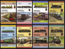 St Vincent Gren 301 X8 Ab Pairs,MNH.Michel 527-542. Locomotives Set 7,1987. - St.Vincent (1979-...)