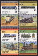 St Vincent Gren 300 X4 Ab Pairs,MNH.Michel 401-408. Locomotives Set 4,1985. - St.Vincent (1979-...)