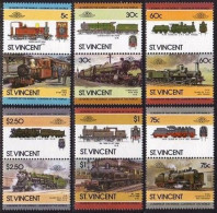 St Vincent 849-854 Ab Pairs,MNH.Michel 832-843. Locomotives,set 5,1985. - St.Vincent (1979-...)