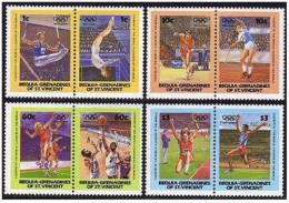 Bequia 170-173 Ab Pairs,MNH.Michel 34-41. Olympics Los Angeles-1984.Gymnastics, - St.Vincent (1979-...)