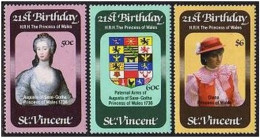 St Vincent 647-649,MNH.Michel 627-629. Princess Diana,21st Birthday.1982. - St.Vincent (1979-...)