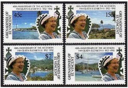 St Vincent Gren 829-834, MNH. Mi 861-864, Bl.93-94. QE II Coronation-40. Yachts - St.Vincent (1979-...)