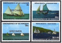 St Vincent Gren 586-589,590 SPECIMEN,MNH.Mi 577-580,Bl.32. Bequia Regatta,1988. - St.Vincent (1979-...)